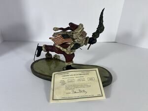 American Chestnut Folk Art Santa Ice Skating Figurine Peter Bortz COA Ltd Ed